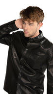 Leather Shirt Jacket (Black)-1
