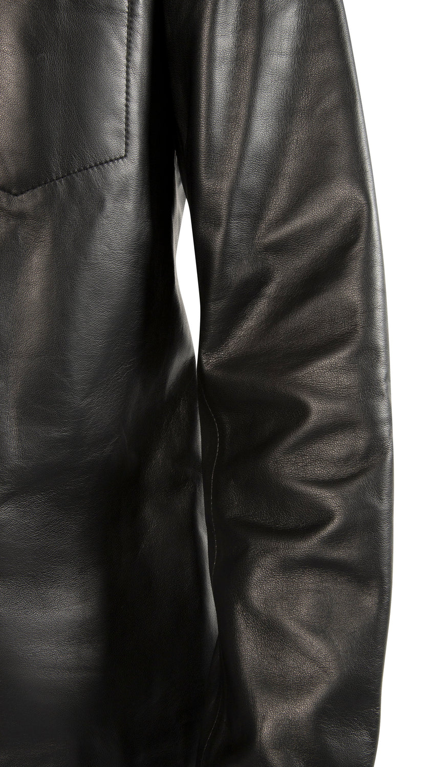 Leather Shirt Jacket (Black)-3