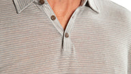 Linen Stripe Polo Shirt (Blue Slate)-3