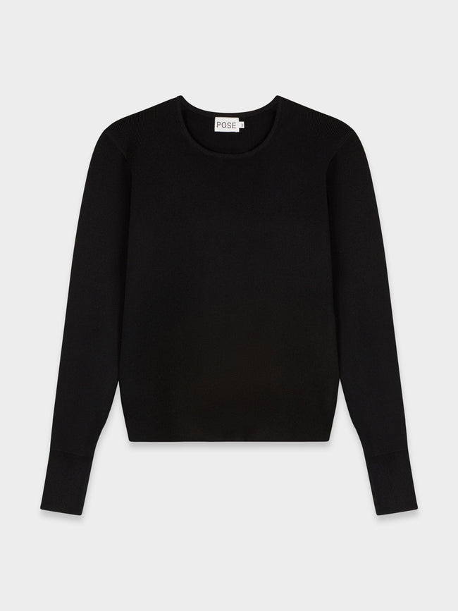 SILK KNIT SWEATER-BLACK-0