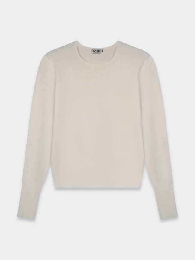 SILK KNIT SWEATER-CREAM-0