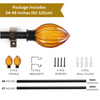Black Extendable Telescopic Curtain Pole | Wooden Leaf Finials | 61-366cm