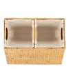 Natural 2-Bin Handwoven Hyacinth Linen Liner Laundry Hamper w/ Handles