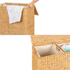 Natural 2-Bin Handwoven Hyacinth Linen Liner Laundry Hamper w/ Handles