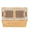 Natural 2-Bin Handwoven Hyacinth Linen Liner Laundry Hamper w/ Handles