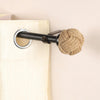 Black Extendable Curtain Pole | 25mm | Jute Rope Finials | 61-366cm