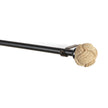 Black Extendable Curtain Pole | 25mm | Jute Rope Finials | 61-366cm