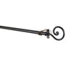 Black Extendable Curtain Pole | Curled Metal Finials | 61-366cm