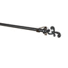 Black Extendable Curtain Pole | Ornate Metal Finials | 61-366cm | 25mm Thick