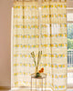 Yellow & Green Hand Block Printed Linen Curtains | Mango & Stripe Design