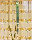 Yellow & Green Hand Block Printed Linen Curtains | Mango & Stripe Design