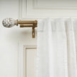 Gold Double Curtain Rod with White and Wooden Carved Finials