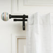 Black Metal Double Curtain Rod | Colorful Ball Finials | Extendable