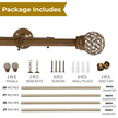 Gold Double Curtain Pole | Rustproof & Heavy Duty | Extendable | Ornate Finials | 28-144 Inch
