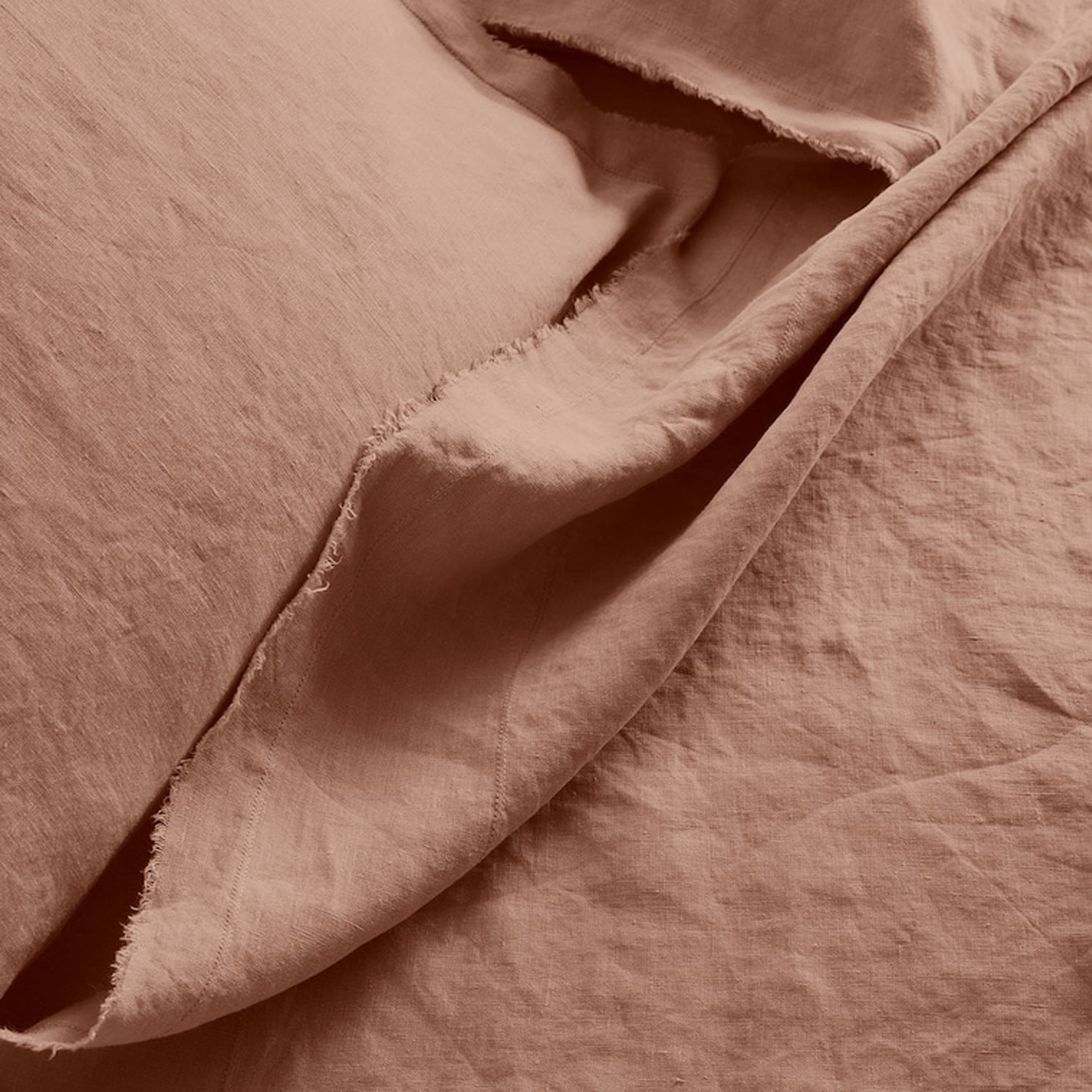 Raw Edged Clay - 100% Pure Linen | Linen Cotton Mix | 3 Piece Duvet Cover Set | 4 Piece Sheet Set | Handmade | Pre-washed | Soft-3