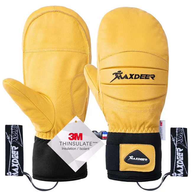 Ski Gloves Leather Snowboard Mittens - Men & Women-1