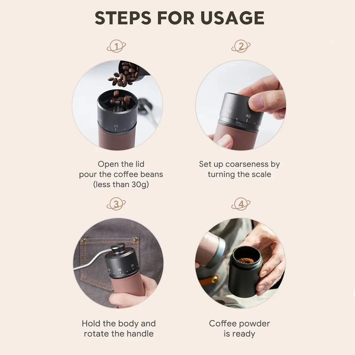 StepUP Manual 7-Burr Coffee Grinder - Stainless Steel-1