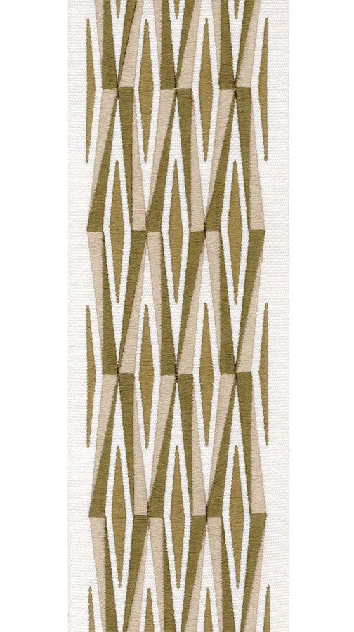 Diamond Embroidered Trim | 10cm Wide Cotton Canvas | Geometric Design for Curtains, Cushions & Crafts | By the Metre