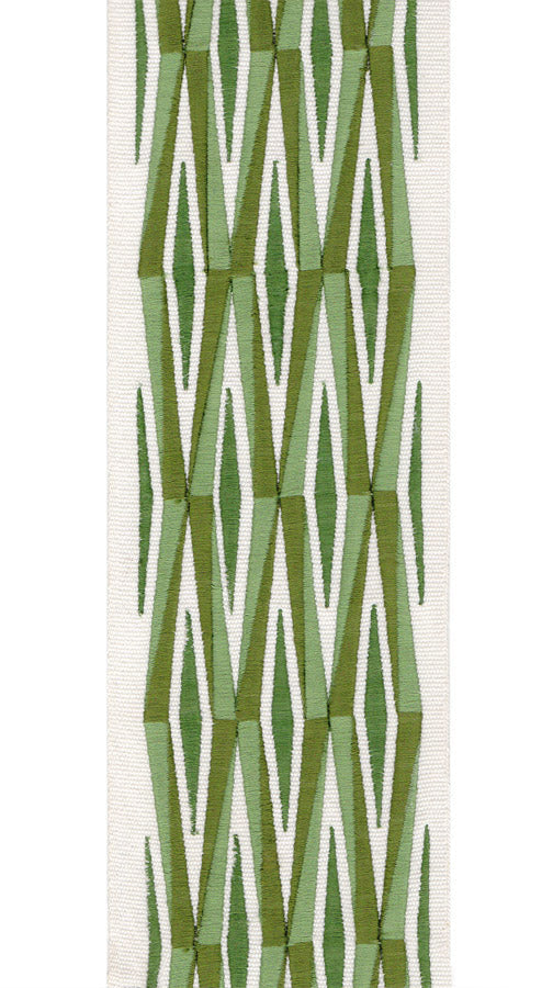Diamond Embroidered Trim | 10cm Wide Cotton Canvas | Geometric Design for Curtains, Cushions & Crafts | By the Metre