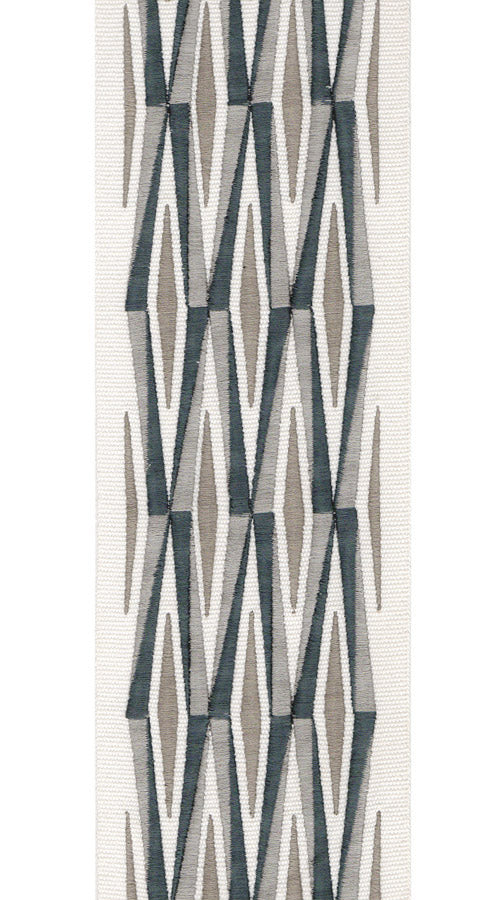 Diamond Embroidered Trim | 10cm Wide Cotton Canvas | Geometric Design for Curtains, Cushions & Crafts | By the Metre