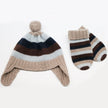 Luxury Baby Striped Earflap Cashmere Hat with Pom Poms 3-6M to 9-12M Sizes-1