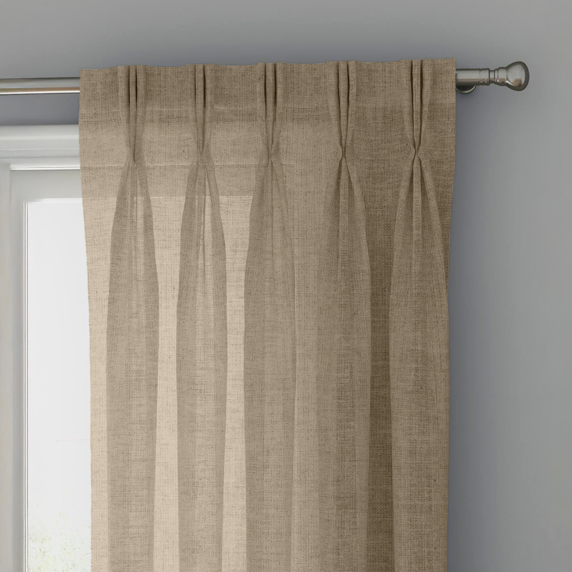 Sand Beige Linen Sheer Curtains - Triple Pinch Pleat - Made to Measure