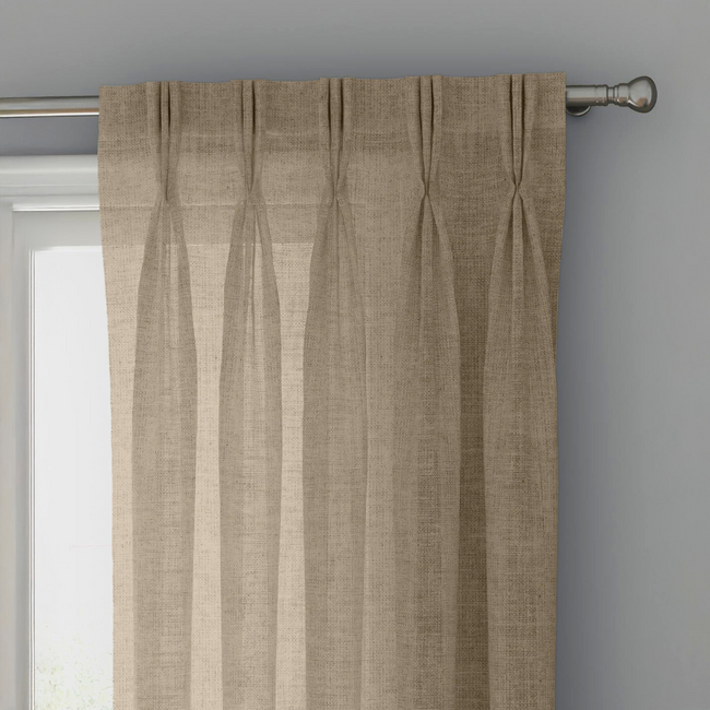 Sand Beige Linen Sheer Curtains - Triple Pinch Pleat - Made to Measure