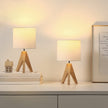 Set of 2 - Scandinavian Style Tripod Desk Lamp with White Linen Drum Shade-2