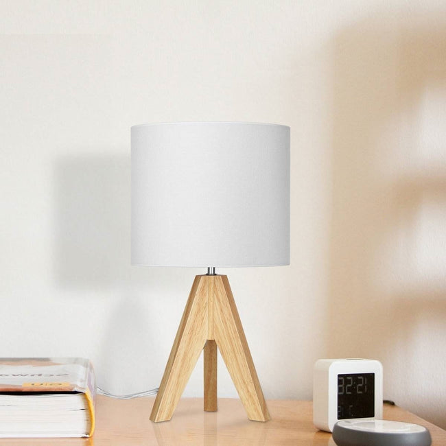 Set of 2 - Scandinavian Style Tripod Desk Lamp with White Linen Drum Shade-0