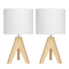 Set of 2 - Scandinavian Style Tripod Desk Lamp with White Linen Drum Shade-2