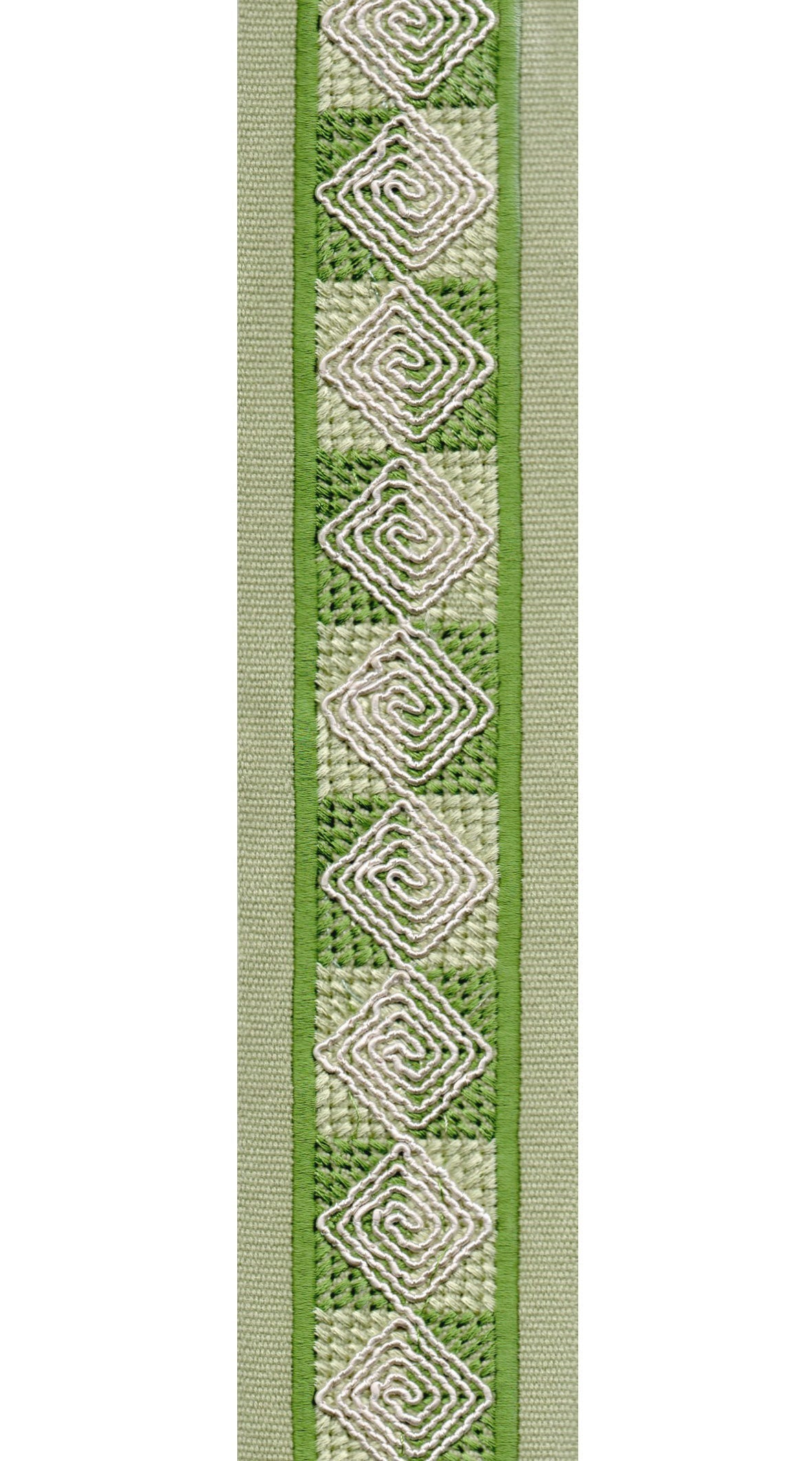 Diamond Spiral Cotton Canvas Trim | 2.5 Inch (6.35cm) | Embroidered Border | 10 Colours | By The Metre