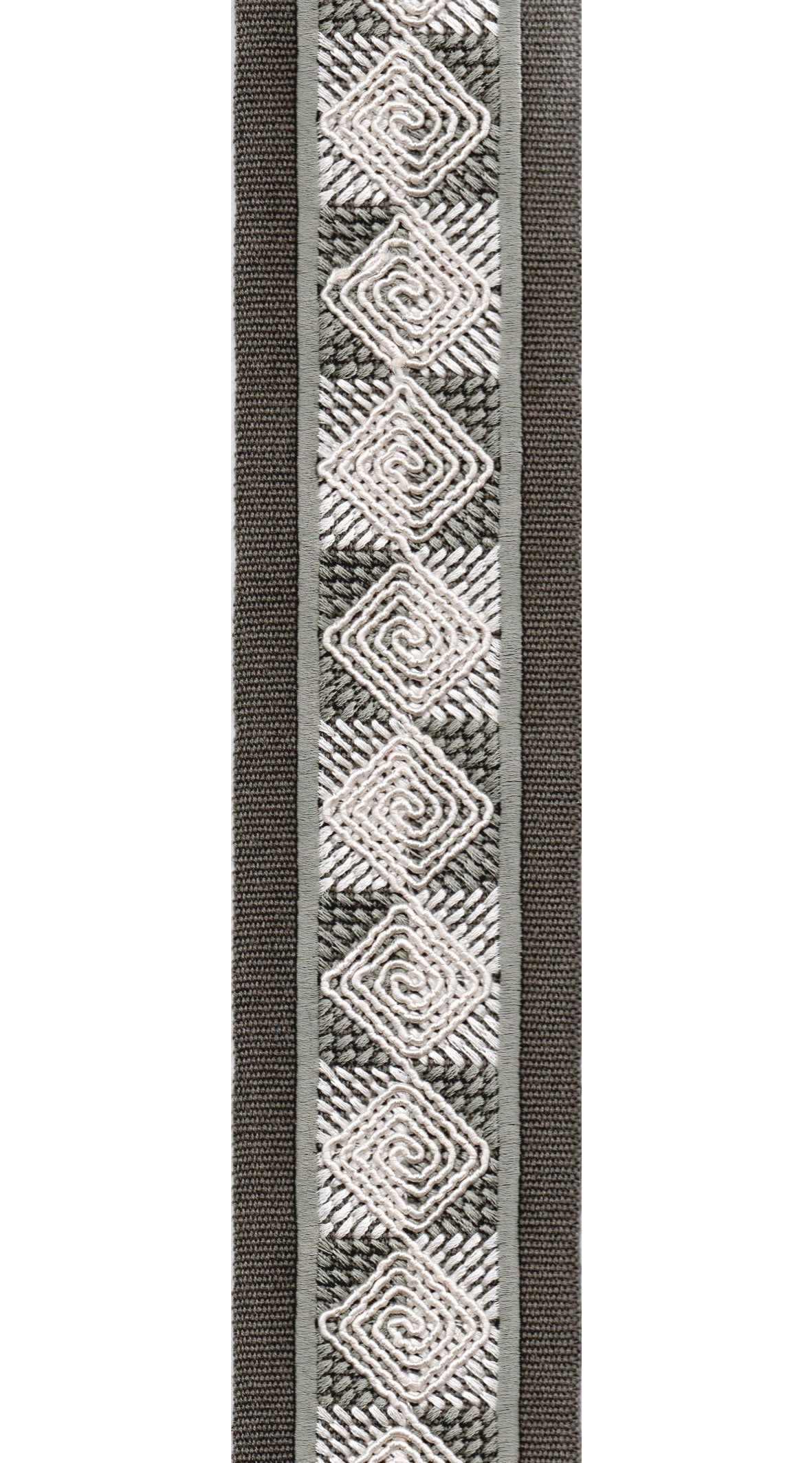 Diamond Spiral Cotton Canvas Trim | 2.5 Inch (6.35cm) | Embroidered Border | 10 Colours | By The Metre