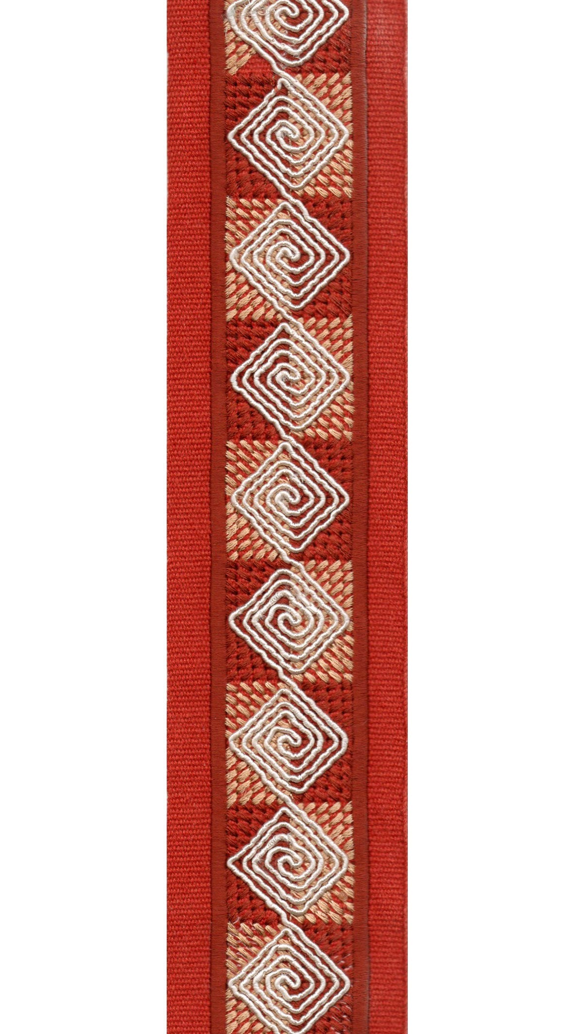 Diamond Spiral Cotton Canvas Trim | 2.5 Inch (6.35cm) | Embroidered Border | 10 Colours | By The Metre