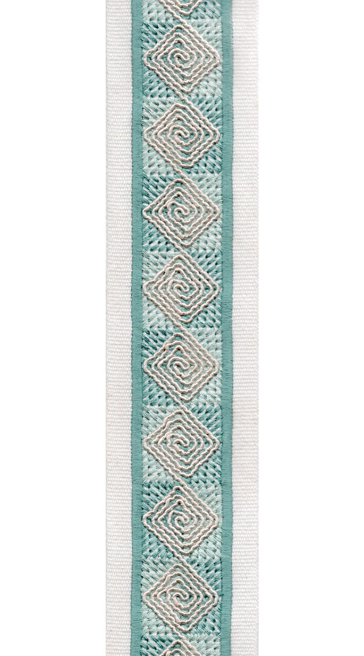Diamond Spiral Cotton Canvas Trim | 2.5 Inch (6.35cm) | Embroidered Border | 10 Colours | By The Metre