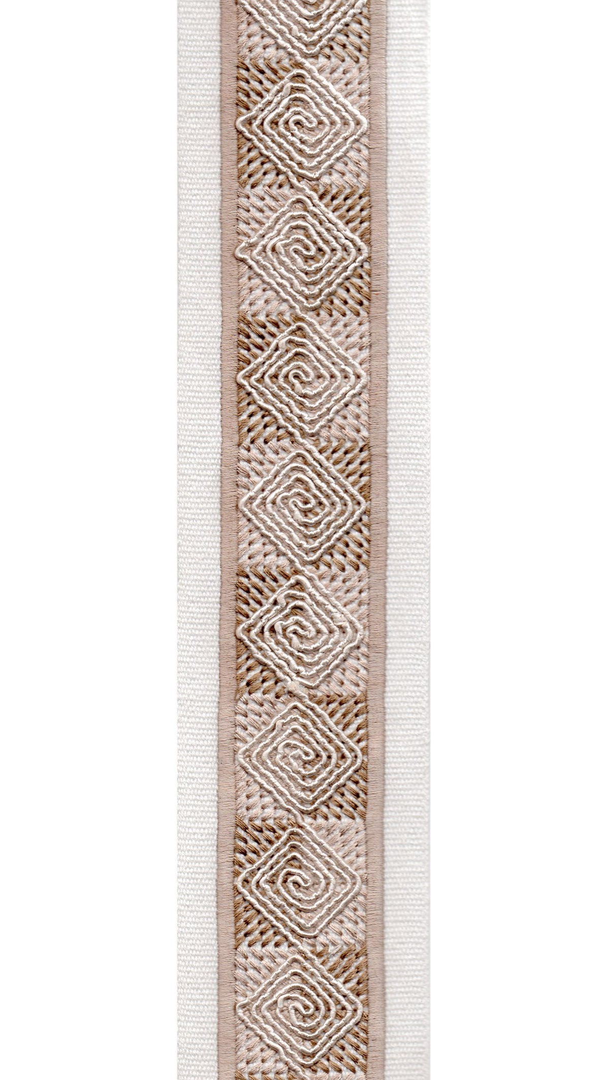 Diamond Spiral Cotton Canvas Trim | 2.5 Inch (6.35cm) | Embroidered Border | 10 Colours | By The Metre
