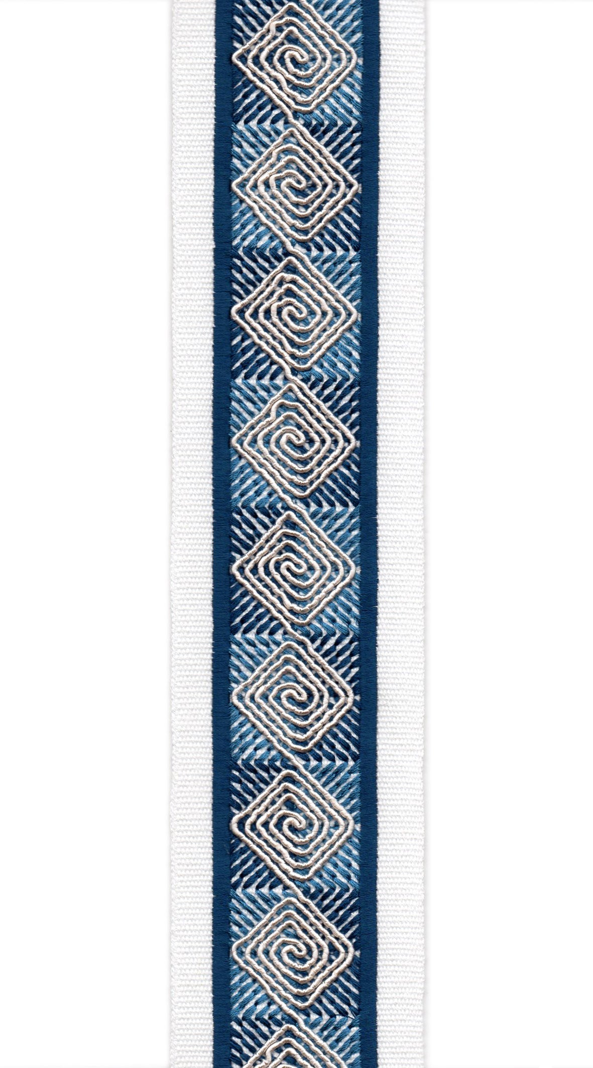 Diamond Spiral Cotton Canvas Trim | 2.5 Inch (6.35cm) | Embroidered Border | 10 Colours | By The Metre