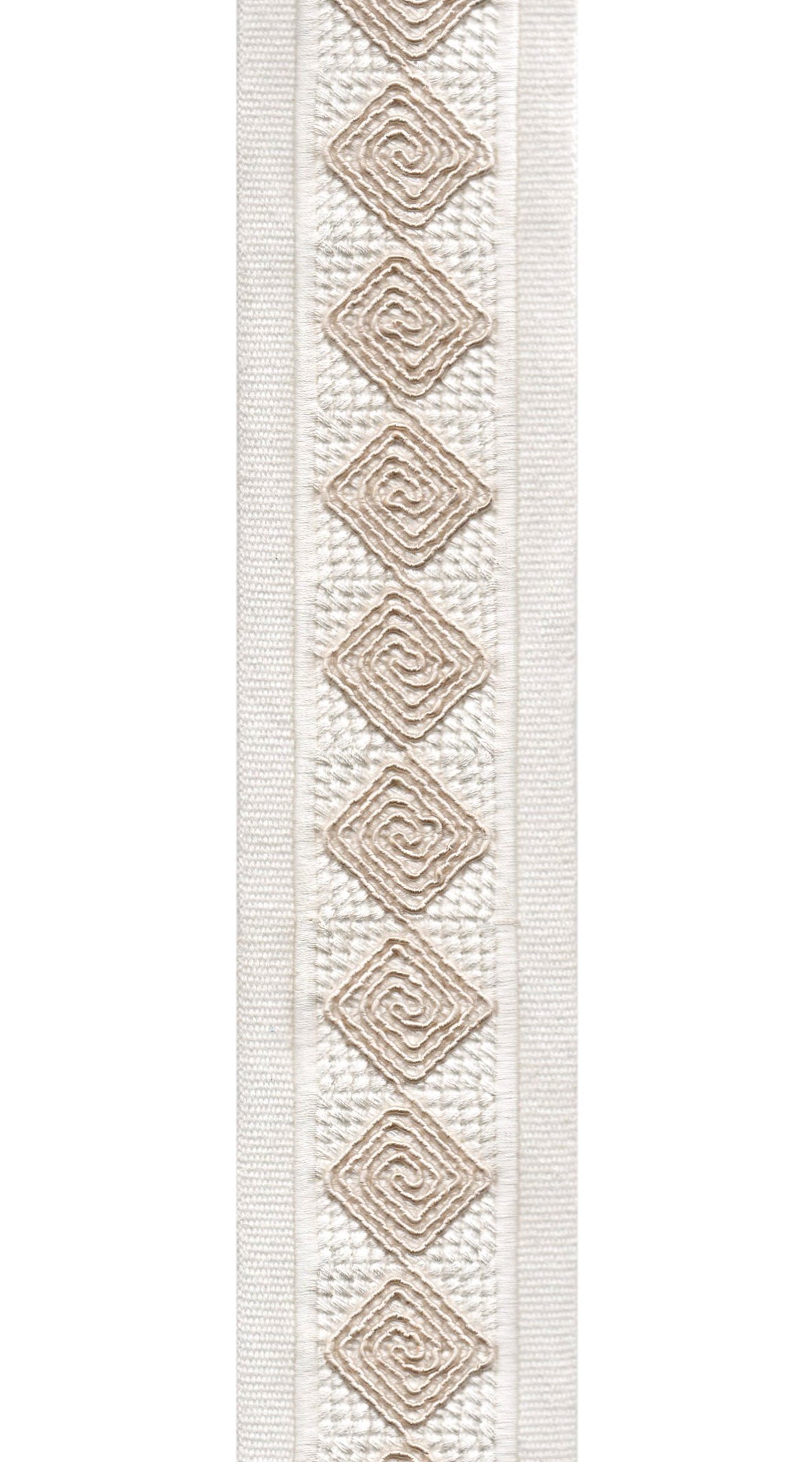 Diamond Spiral Cotton Canvas Trim | 2.5 Inch (6.35cm) | Embroidered Border | 10 Colours | By The Metre