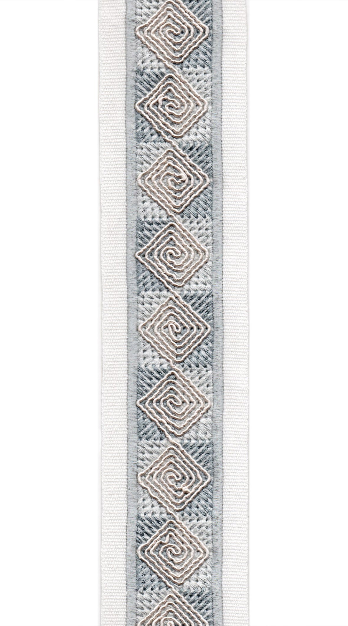 Diamond Spiral Cotton Canvas Trim | 2.5 Inch (6.35cm) | Embroidered Border | 10 Colours | By The Metre