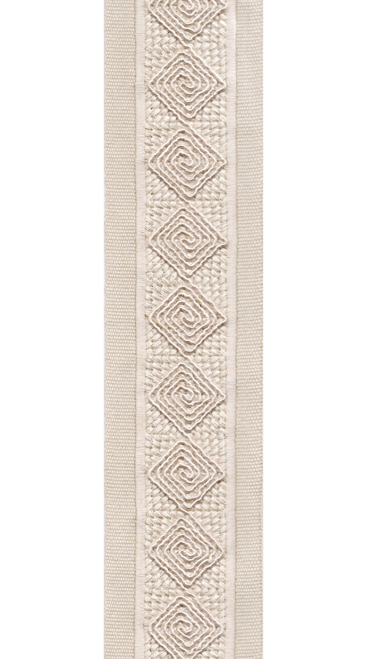 Diamond Spiral Cotton Canvas Trim | 2.5 Inch (6.35cm) | Embroidered Border | 10 Colours | By The Metre