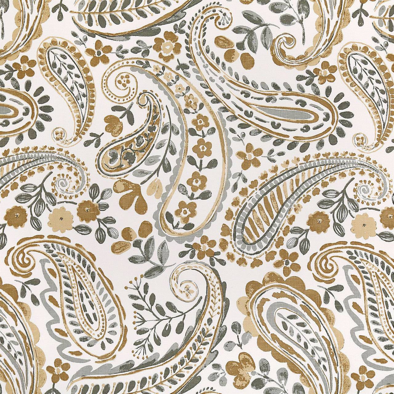 Organic Linen Paisley Pinch Pleat Curtains | Made to Measure | 5 Colours | Blackout Option Available