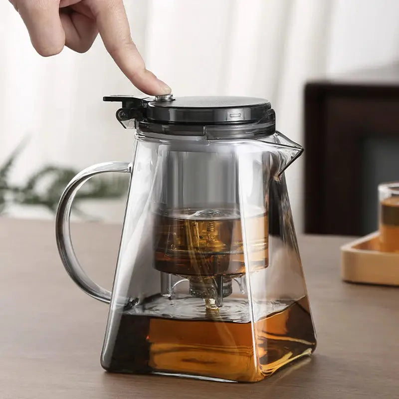 Glass Teapot with Press Strainer for Enhanced Tea Experience-0