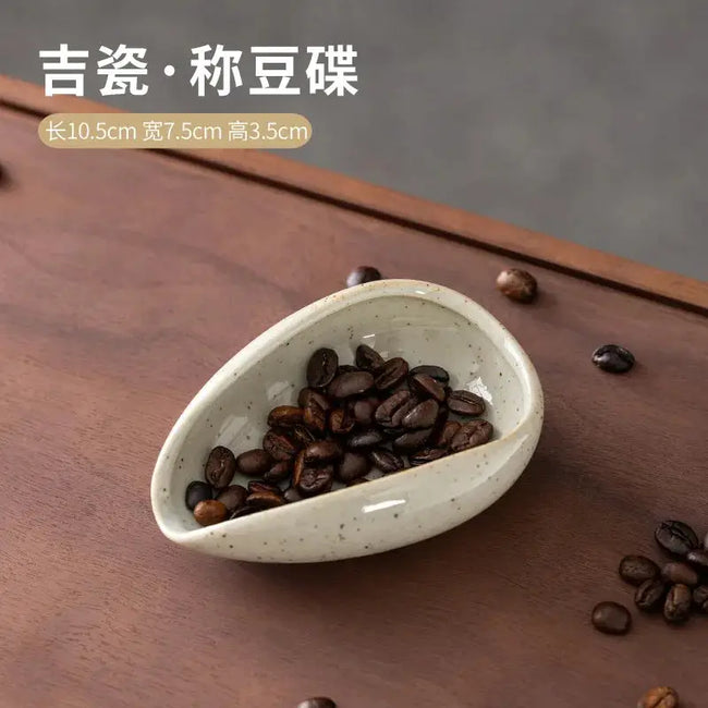 Ceramic Coffee Bean Dosing Cup Tray Pottery Espresso Scoop Precision Coffee Brewing.-6
