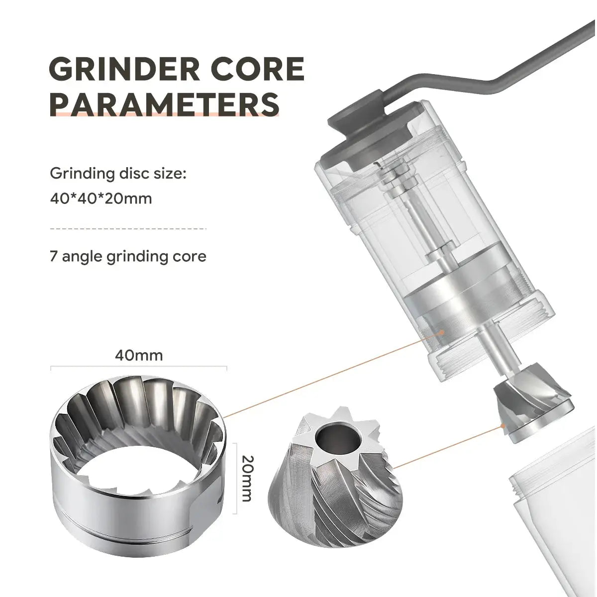 StepUP Manual 7-Burr Coffee Grinder - Stainless Steel-3