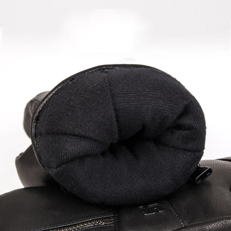 NNEOBA Winter Ski Gloves - Goatskin Leather Mittens-2