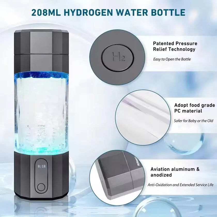 2025 10000PPB Hydrogen Water Bottle with Colorful Light & Valve Portable Generator-3