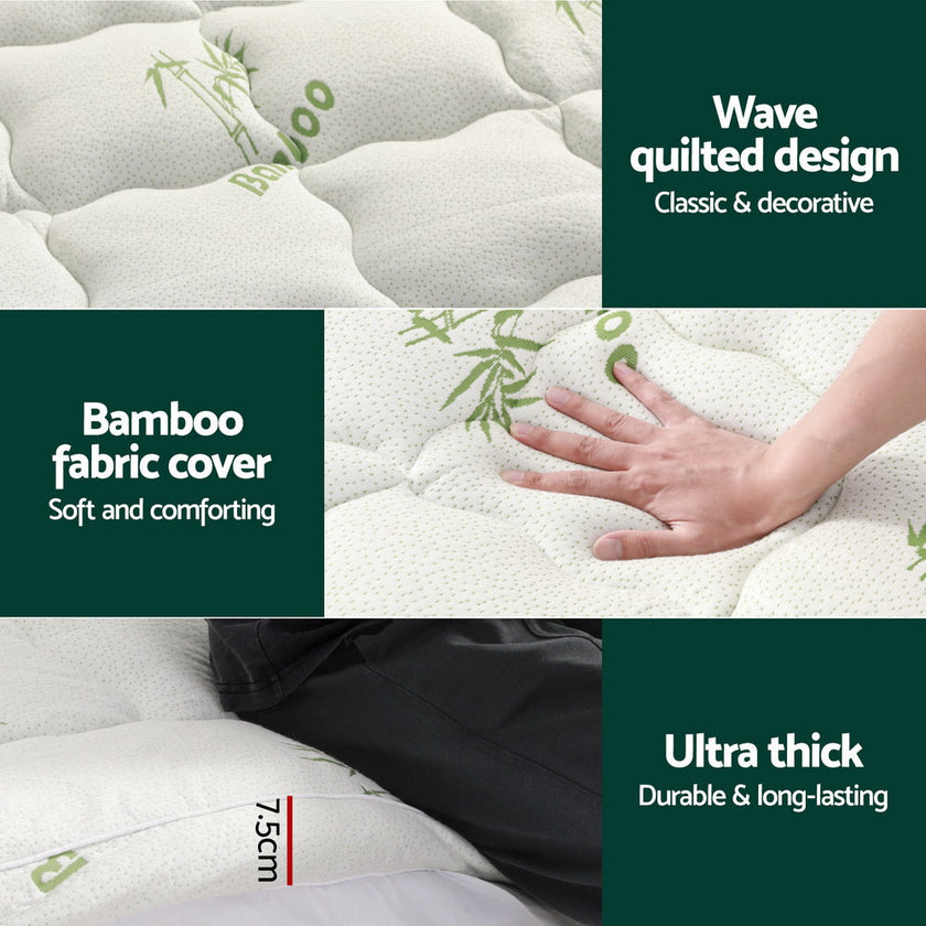 NNEDSZ Bedding Mattress Topper Pillowtop Bamboo 7.5cm King-3