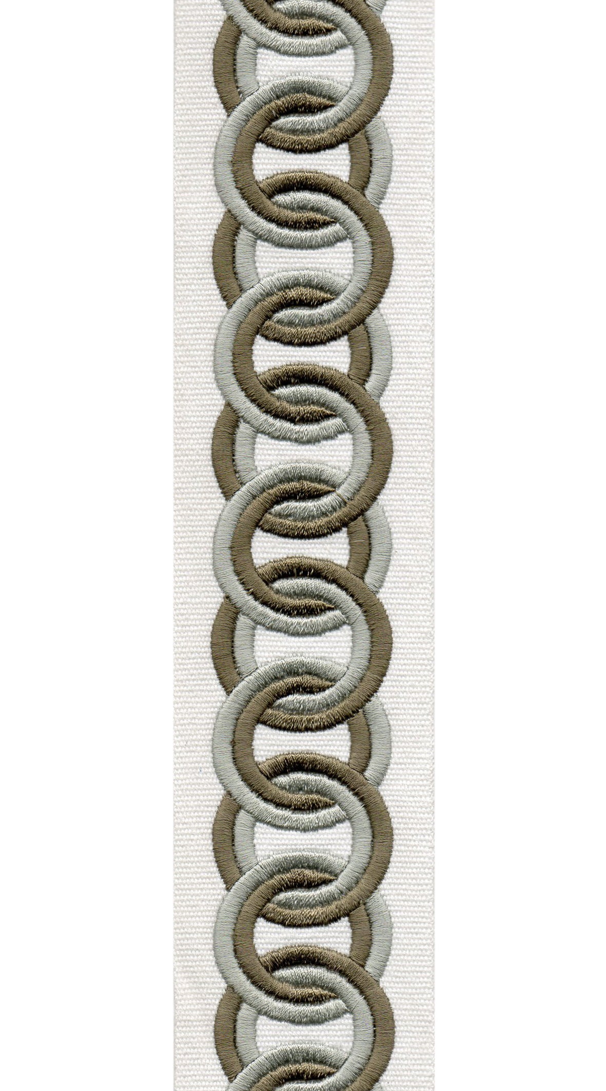 Cotton Canvas Linked Oval Edging | 6.35cm Wide Decorative Trim | For Curtains, Cushions, Blinds & Sewing | Choice of 7 Colours | Per Metre