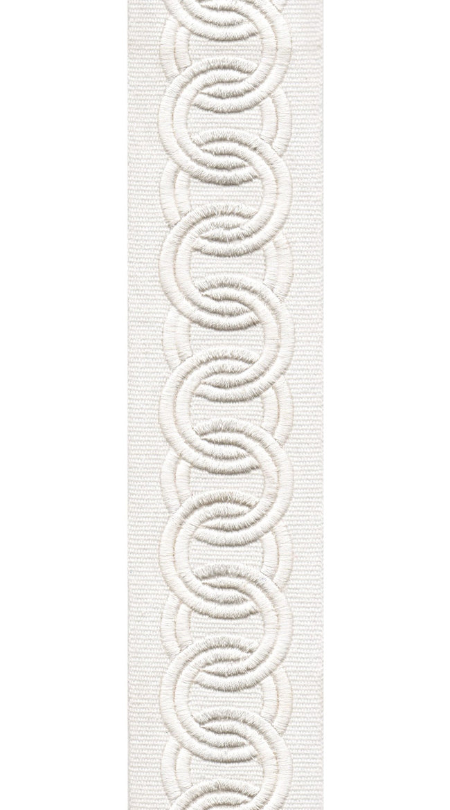 Cotton Canvas Linked Oval Edging | 6.35cm Wide Decorative Trim | For Curtains, Cushions, Blinds & Sewing | Choice of 7 Colours | Per Metre