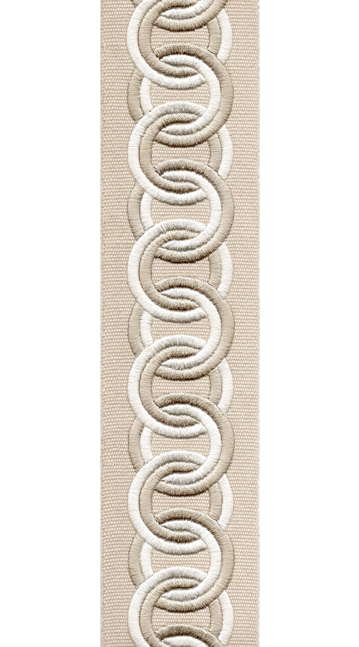 Cotton Canvas Linked Oval Edging | 6.35cm Wide Decorative Trim | For Curtains, Cushions, Blinds & Sewing | Choice of 7 Colours | Per Metre