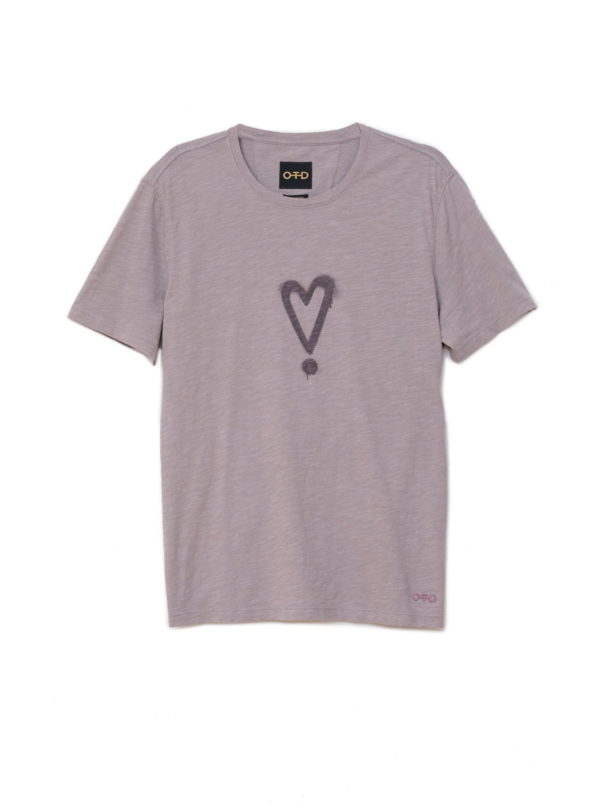 Exclamation Heart Graphic Short Sleeve Knit Tee-0